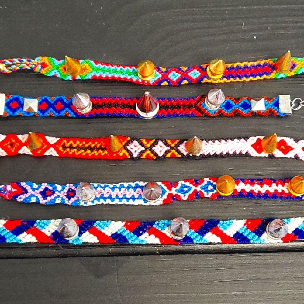Studded silver gold braided bracelet boho coachella festival tribal